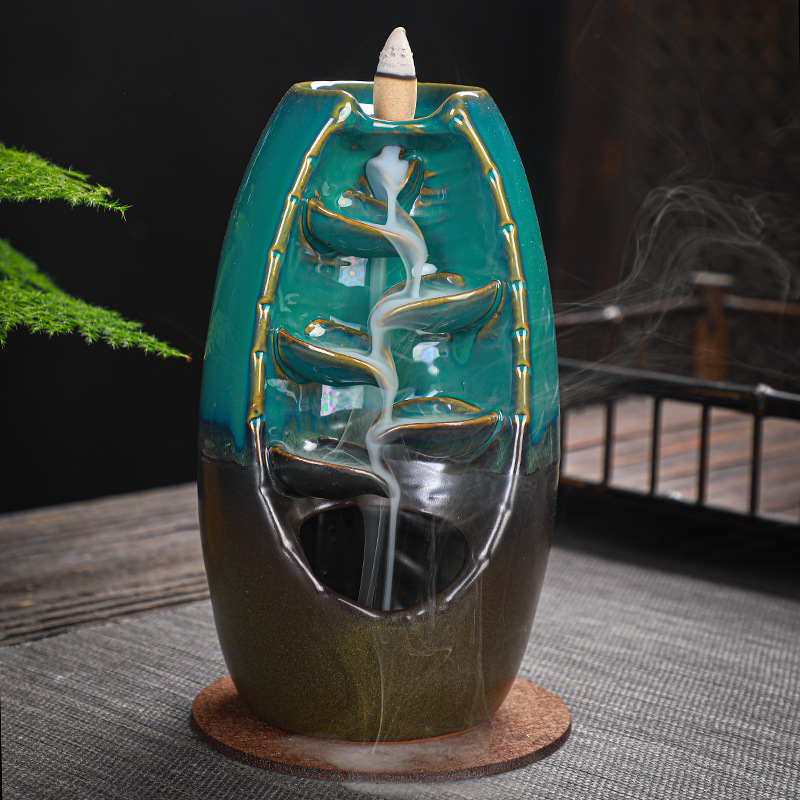 Home Fragrance Incense - Keramische terugstroom wierookbrander waterval rook, blauwe