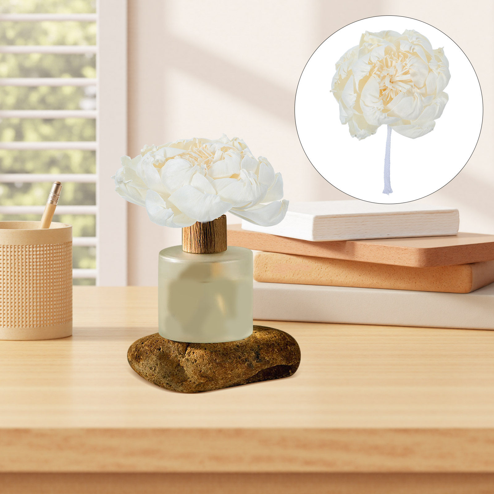 Home Fragrance With Essential Oils - Pioenroos Geurverspreider 12Cm Kunstmatige Pioenrozen Bloemgeurende