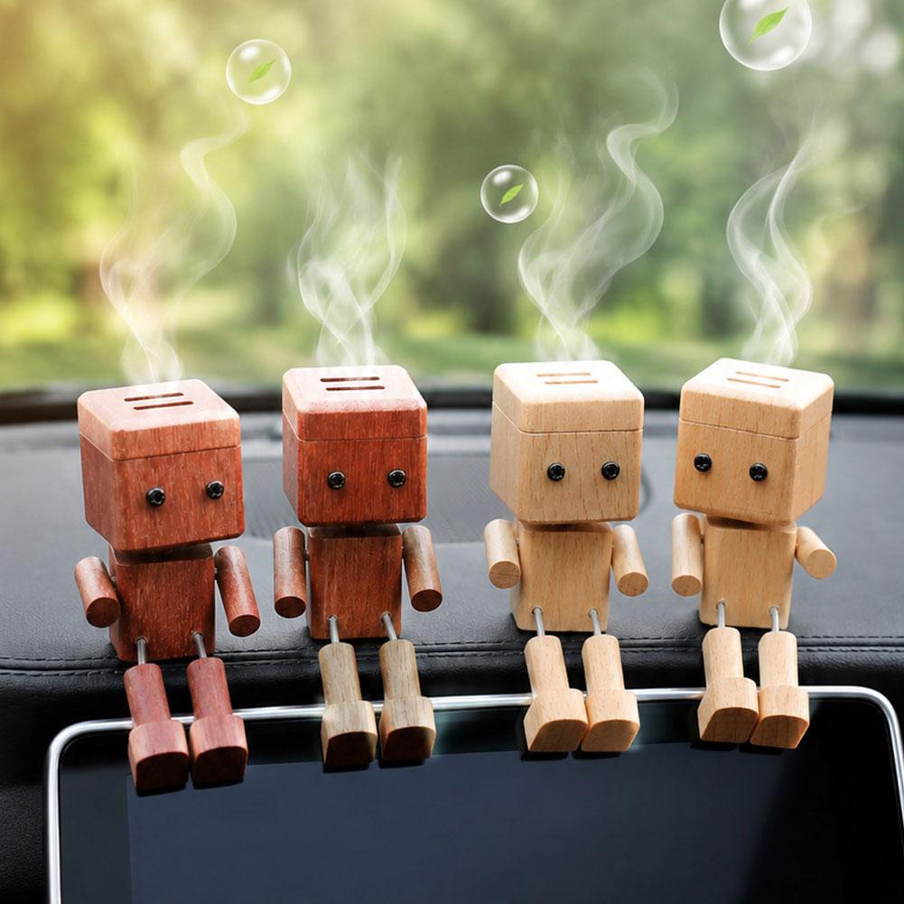 Car Vent Diffuser - Leuke houten robot auto luchtverfrisser, natuurlijk